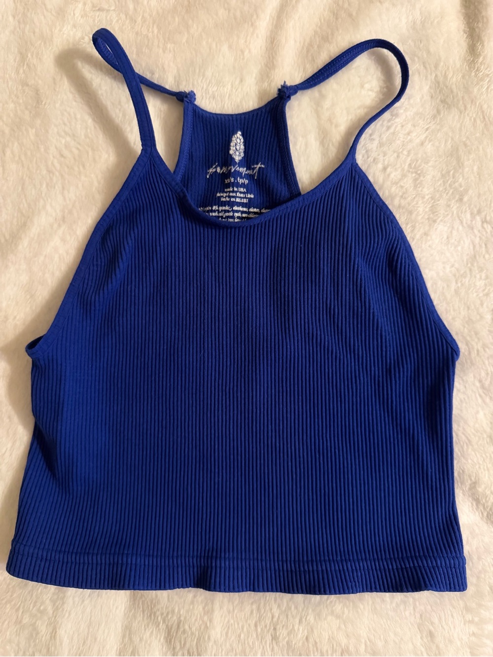 Free People Ribbed Racerback Crop Tank - Blue